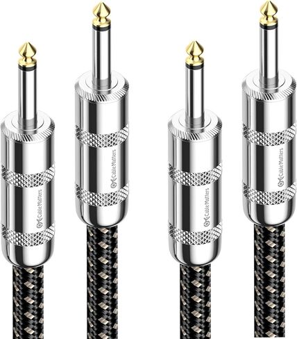 Cable Matters 2-Pack Braided 12 AWG 1/4 Inch Speaker Cable, 6ft | Premium, 6.35mm TS Connector, 12 AWG Oxygen-Free Copper, Braided Jacket, Pro Audio Speaker Connection in Kuwait