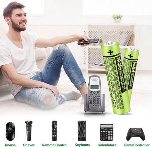 8-Pack 1.2V 400mAh Ni-MH BK-40AAABU AAA Triple A Rechargeable Batteries | Great replacement power for Panasonic cordless phones, landlines & remotes. Precharged And Reusable up to 2500 times. in Saudi Arabia