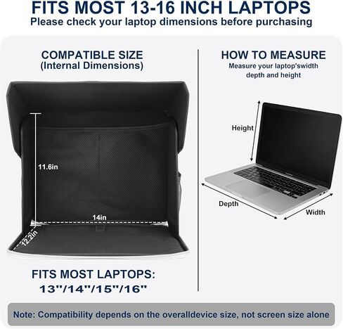 Laptop Sun Shade 13–16 Inch Laptops, Foldable Portable Laptop | Outdoor Work, Anti-Glare Privacy Hood for Sunshade UV & Light Blocking Screen Cover for Camping, Travel, Beach, Outside in Saudi Arabia