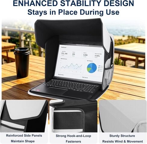 Laptop Sun Shade 13–16 Inch Laptops, Foldable Portable Laptop | Outdoor Work, Anti-Glare Privacy Hood for Sunshade UV & Light Blocking Screen Cover for Camping, Travel, Beach, Outside in Saudi Arabia