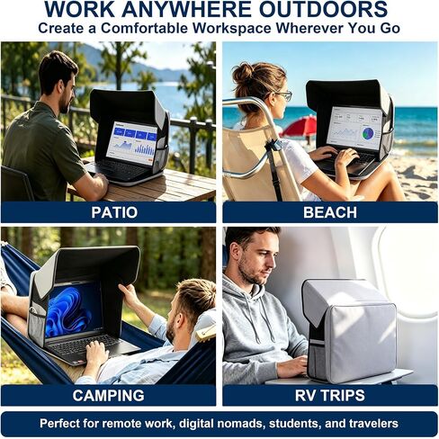 Laptop Sun Shade 13–16 Inch Laptops, Foldable Portable Laptop | Outdoor Work, Anti-Glare Privacy Hood for Sunshade UV & Light Blocking Screen Cover for Camping, Travel, Beach, Outside in Saudi Arabia