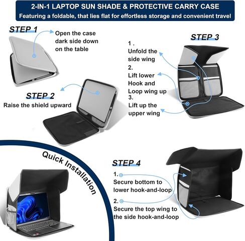 Laptop Sun Shade 13–16 Inch Laptops, Foldable Portable Laptop | Outdoor Work, Anti-Glare Privacy Hood for Sunshade UV & Light Blocking Screen Cover for Camping, Travel, Beach, Outside in Saudi Arabia
