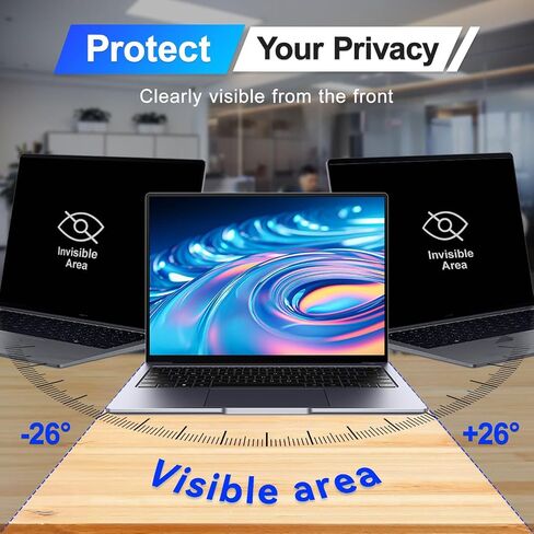 Magnetic Laptop Privacy Screen 16 Inch 16:10 Display, Removable Computer Screen Privacy Shield, Anti-Glare Blue Light Protector Compatible with Dell Hp Lenovo Acer Asus Samsung in Saudi Arabia
