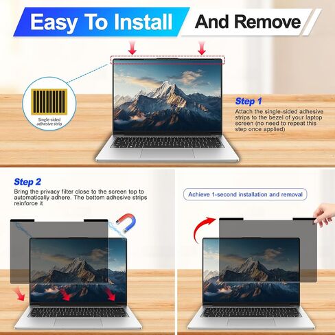 Magnetic Laptop Privacy Screen 16 Inch 16:10 Display, Removable Computer Screen Privacy Shield, Anti-Glare Blue Light Protector Compatible with Dell Hp Lenovo Acer Asus Samsung in Saudi Arabia