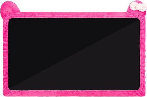 27"-34" Lovely Cute Computer Monitor Cover with Cat Ear Design, Kawaii Display Dust Cover with Furry Design, Elastic Dustproof, Suitable for PC, Tablet, TV, LCD (Rose Red) in Saudi Arabia