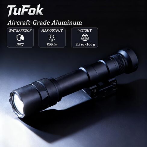 TuFok Rifle Light, Tactical Weapon Scout Flashlight for 20mm Picatinny Rail with Remote Pressure Switch Tail Switch and Mount(600) in Saudi Arabia