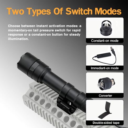 TuFok Rifle Light, Tactical Weapon Scout Flashlight for 20mm Picatinny Rail with Remote Pressure Switch Tail Switch and Mount(600) in Saudi Arabia