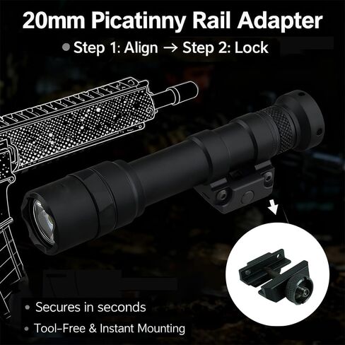 TuFok Rifle Light, Tactical Weapon Scout Flashlight for 20mm Picatinny Rail with Remote Pressure Switch Tail Switch and Mount(600) in Saudi Arabia