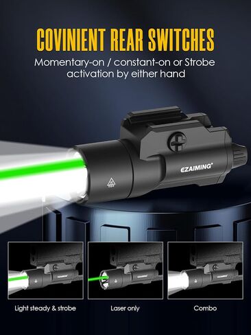 Tactical Light Laser Combo(Hold One Button and Tap Another to Change Mode) | 1750 Lumen for Full Size Pistol/Handgun, Momentary/ Strobe Function for 1913 Picatinny Rail in Saudi Arabia