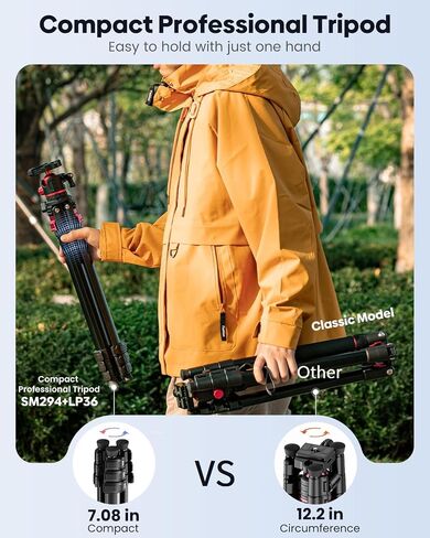 CAMBOFOTO 68" Travel Tripod for Camera Phone Camcorder, Ball Head, Aluminum | Portable Tripod Stand with Phone Holder & QR Plate, Compatible with iPhone Video Recording DSLR Mirrorless Film, Load 8.8lbs in Kuwait
