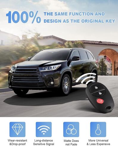 Key Fob Keyless Entry Remote Replacement for Toyota Tacoma Tundra Sienna Sequoia Highlander - 3 Buttons Car Key Fob FCC: GQ43VT20T (Set of 2) in Saudi Arabia