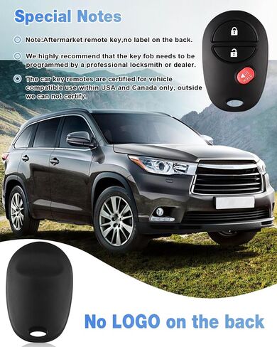 Key Fob Keyless Entry Remote Replacement for Toyota Tacoma Tundra Sienna Sequoia Highlander - 3 Buttons Car Key Fob FCC: GQ43VT20T (Set of 2) in Saudi Arabia