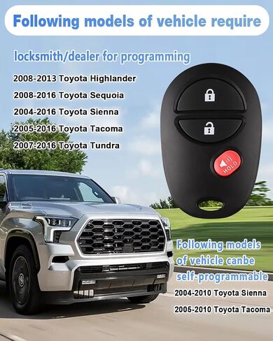 Key Fob Keyless Entry Remote Replacement for Toyota Tacoma Tundra Sienna Sequoia Highlander - 3 Buttons Car Key Fob FCC: GQ43VT20T (Set of 2) in Saudi Arabia