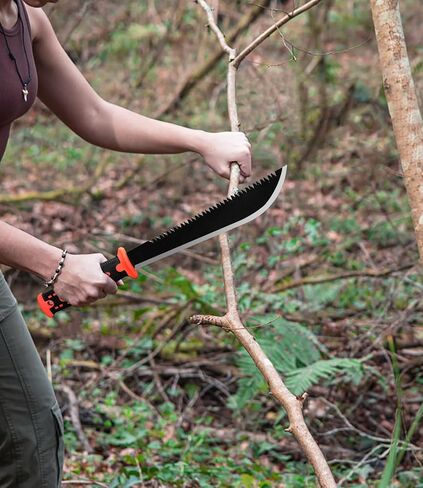 Machete with Saw, 16.5 In Machetes for Bushcraft, Outdoor Hiking, Garden Cutting Trees and Yard Work, Ergonomic No-Slip Handle with Sheath in Saudi Arabia