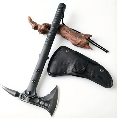 15.1" Camping Axe, Survival Throwing Hatchet with Sheath, Tactical Tomahawk with Spike, Nylon Fiber Handle for Outdoor Survival Hiking Camping (Tomahawk with Blade) in Saudi Arabia