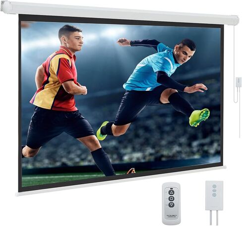 YODOLLA Projector Screen Motorized Auto Pull Down Screens(84'' 16:9 White) | Electric Automatic Wall Ceiling Retractable Movie Screen for Office Classroom Indoor with Remotes 4K HD 3D in Saudi Arabia