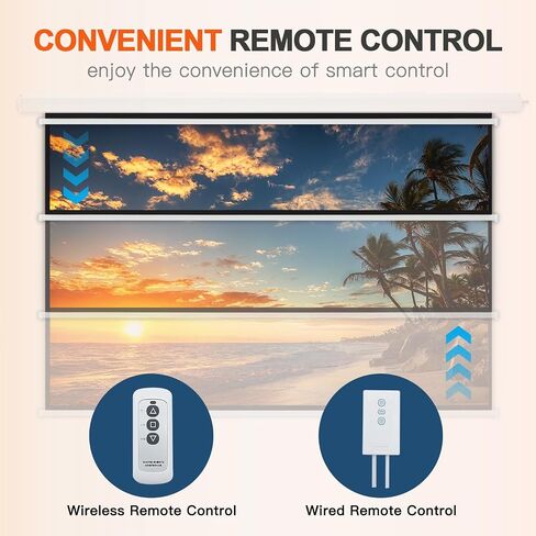 YODOLLA Projector Screen Motorized Auto Pull Down Screens(84'' 16:9 White) | Electric Automatic Wall Ceiling Retractable Movie Screen for Office Classroom Indoor with Remotes 4K HD 3D in Saudi Arabia