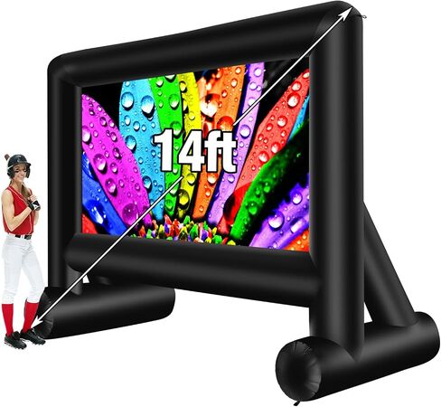 16 Feet Inflatable Movie Screen Outdoor, Inflatable Projector Screen with Blower Carry Bag - Supports Front and Rear Projection Blow Up Screen for Backyard Movie Night Pool Party in Saudi Arabia