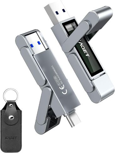 محرك أقراص فلاش EAGET سعة 512 جيجابايت، محرك أقراص الحالة الصلبة ثنائي المنفذ USB-C مع USB 3.2، محرك إبهام عالي السرعة 560 ميجابايت/ثانية لأجهزة iPhone 15/16/17 Pro وAndroid وMac والكمبيوتر الشخصي - هيكل معدني متين ومحرك أقراص SSD محمول in Kuwait