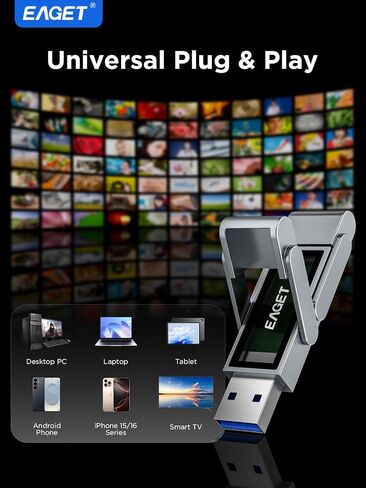 محرك أقراص فلاش EAGET سعة 512 جيجابايت، محرك أقراص الحالة الصلبة ثنائي المنفذ USB-C مع USB 3.2، محرك إبهام عالي السرعة 560 ميجابايت/ثانية لأجهزة iPhone 15/16/17 Pro وAndroid وMac والكمبيوتر الشخصي - هيكل معدني متين ومحرك أقراص SSD محمول in Kuwait