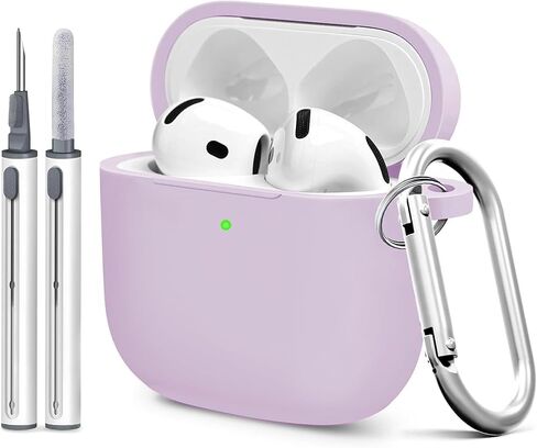 for Airpods 4th Case Cover, Come with Cleaner Kit,Soft Skin Silicone Case Cover with Keychain, Full Protective Case for Men and Women, Compatible with AirPods 4th Generation Case,Sky Blue in Saudi Arabia