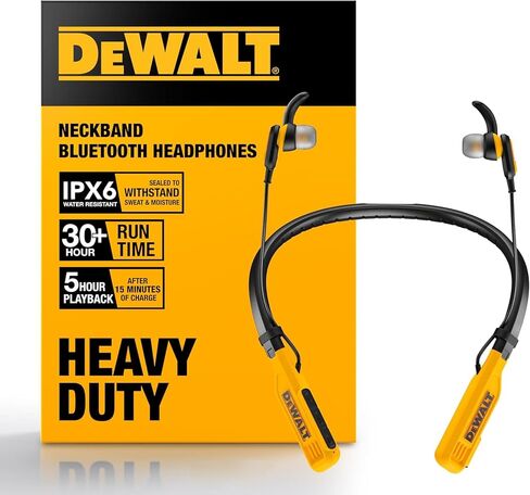 سماعات رأس الرقبة الثقيلة في DeWalt ، لاسلكي حول سماعات الأذن الرقبة مع عزل الضوضاء 30 ساعة + عزل الضوضاء ، سماعات الأذن اللاسلكية المغناطيسية الآمنة ، وسماعات بلوتوث ميكروفوتة في العمل. in Kuwait