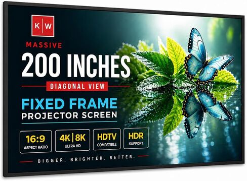 Fixed Frame Projector Screen - Matte 100 inch - Hang on Wall - 4K - 8K Ultra HD, HDTV, HDR & Active 3D, Ultra Short Throw - 16:9 Format in Saudi Arabia