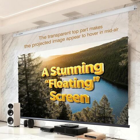 ALR Tensioned Motorized Projector Screen by SilverMagic - Tab Tensioned and Modern Design Gray Screen with White Aluminum case for Home Theater/Living Room/Patio/Office/Classroom - 100 inch 16:9 in Saudi Arabia