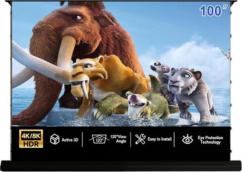 IN&VI 100" Fresnel Floor Rising Projector Screen Motorized for Long/Standard Projector,Motorized Projector Screen 4K/8K Ultra HD 3D Active,Movie Screen for Home Theater,90% Ambient Light Rejecting in Saudi Arabia