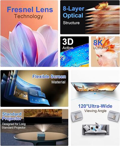 IN&VI 100" Fresnel Floor Rising Projector Screen Motorized for Long/Standard Projector,Motorized Projector Screen 4K/8K Ultra HD 3D Active,Movie Screen for Home Theater,90% Ambient Light Rejecting in Saudi Arabia