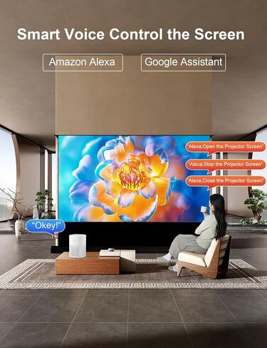 IN&VI 100" Fresnel Floor Rising Projector Screen Motorized for Long/Standard Projector,Motorized Projector Screen 4K/8K Ultra HD 3D Active,Movie Screen for Home Theater,90% Ambient Light Rejecting in Saudi Arabia