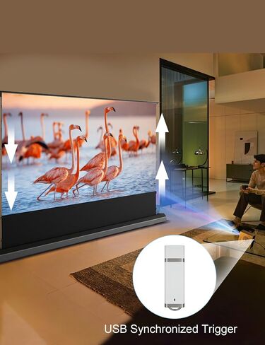 IN&VI 100" Fresnel Floor Rising Projector Screen Motorized for Long/Standard Projector,Motorized Projector Screen 4K/8K Ultra HD 3D Active,Movie Screen for Home Theater,90% Ambient Light Rejecting in Saudi Arabia