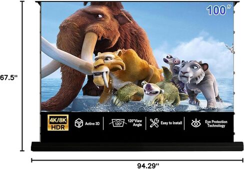 IN&VI 100" Fresnel Floor Rising Projector Screen Motorized for Long/Standard Projector,Motorized Projector Screen 4K/8K Ultra HD 3D Active,Movie Screen for Home Theater,90% Ambient Light Rejecting in Saudi Arabia