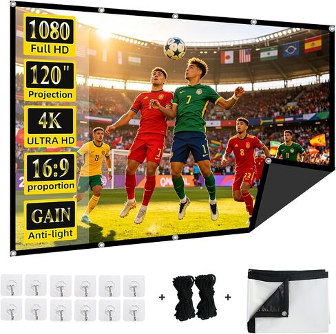 60-Inch Anti-Light Projector Screen, 4K HD 4:3 Portable Outdoor Movie Screen, Black Backing Foldable Indoor Projection Screen with High Gain & 160° Viewing Angle for Home Theater, Camping, RV in Saudi Arabia