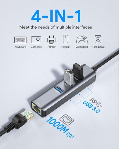 USB C to Ethernet Adapter,Vilcome RJ45 to USB C Thunderbolt 3/Type-C Gigabit Ethernet LAN Network Adapter, Compatible for MacBook Pro 2021/2020/2019/2018/2017, MacBook Air, Dell XPS and More in Saudi Arabia
