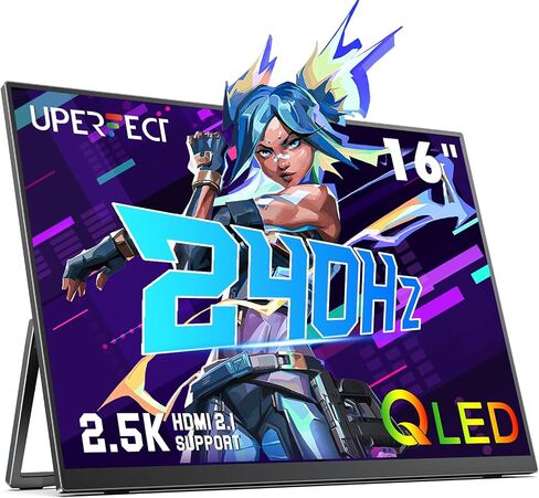 UPERFECT 16" 2K 120Hz Portable Monitor, 2560x1600 Portable Gaming Monitor | 400 Nits, FreeSync, wiht VESA, Cover, HDR, Ultra Slim, Eye Care, External Second Screen for Laptop, PC, Phone, Game Console in Saudi Arabia