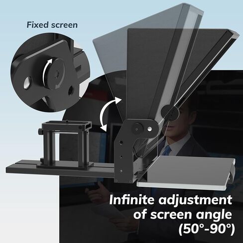 13" Wide-Angle Teleprompter for Camera with Remote & App Support | Adjustable Height & Angle, Aluminum Alloy, Compatible with DSLR Cameras & Tablet, Live Streaming & Online Presentations in Saudi Arabia