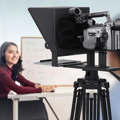 13" Wide-Angle Teleprompter for Camera with Remote & App Support | Adjustable Height & Angle, Aluminum Alloy, Compatible with DSLR Cameras & Tablet, Live Streaming & Online Presentations in Saudi Arabia