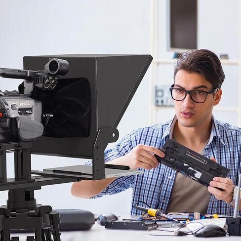 13" Wide-Angle Teleprompter for Camera with Remote & App Support | Adjustable Height & Angle, Aluminum Alloy, Compatible with DSLR Cameras & Tablet, Live Streaming & Online Presentations in Saudi Arabia