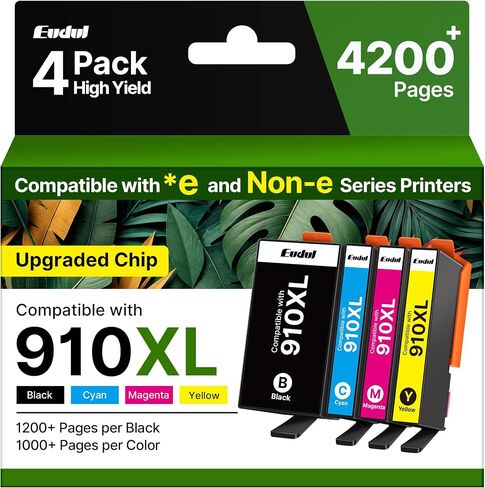 Remanufactured 910XL Ink Cartridges for HP Printers Black Color, 4 Pack | Compatible with HP+, High Page, Work for OfficeJet Pro 8025e 8025 8028e 8028 8035e 8035 OfficeJet 8015e 8022e 8015 in Saudi Arabia