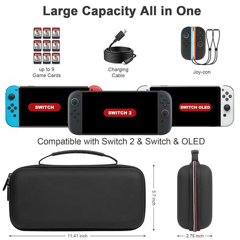 JOYLINK Carrying Case for Nintendo Switch 2, Portable Travel Case | Compatible with Switch 2/1/OLED(Dual EVA), Joystick Protection, Game Cards Slots & Zipper Mesh Pocket for Console Accessories in Saudi Arabia