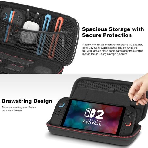 JOYLINK Carrying Case for Nintendo Switch 2, Portable Travel Case | Compatible with Switch 2/1/OLED(Dual EVA), Joystick Protection, Game Cards Slots & Zipper Mesh Pocket for Console Accessories in Saudi Arabia