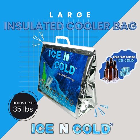 ICE N COLD Insulated Cooler Bag - Large 35 lbs Capacity (Pack of 1) | Lightweight, Soft, Collapsible | Ideal for Groceries, Camping, Hiking, Beach, Travel in Saudi Arabia