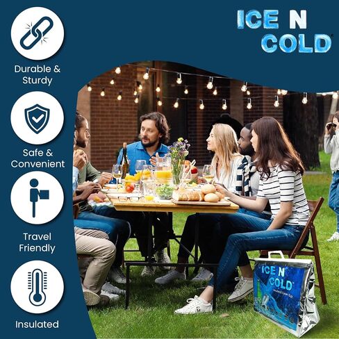 ICE N COLD Insulated Cooler Bag - Large 35 lbs Capacity (Pack of 1) | Lightweight, Soft, Collapsible | Ideal for Groceries, Camping, Hiking, Beach, Travel in Saudi Arabia