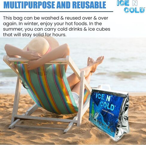 ICE N COLD Insulated Cooler Bag - Large 35 lbs Capacity (Pack of 1) | Lightweight, Soft, Collapsible | Ideal for Groceries, Camping, Hiking, Beach, Travel in Saudi Arabia