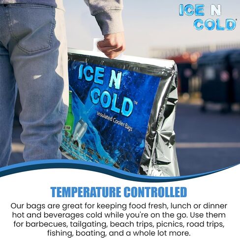 ICE N COLD Insulated Cooler Bag - Large 35 lbs Capacity (Pack of 1) | Lightweight, Soft, Collapsible | Ideal for Groceries, Camping, Hiking, Beach, Travel in Saudi Arabia