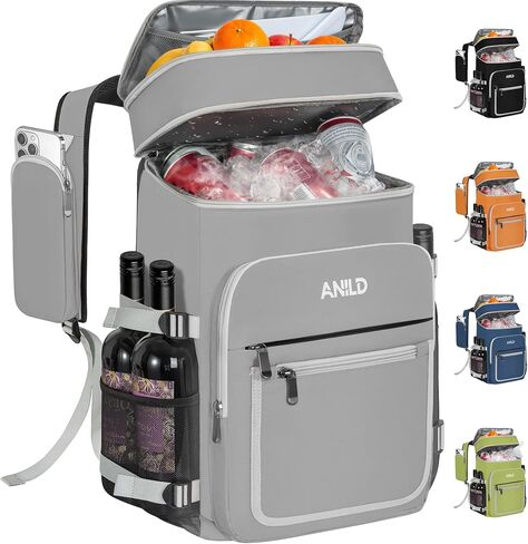 ANILD Cooler Backpack Insulated Leak Proof, 40 Cans Soft Backpack Cooler | 2 Insulated Compartments Thermal Bag for Men and Women, Coolers Bag for Picnic Beach Travel BBQ Camping Hiking in Kuwait