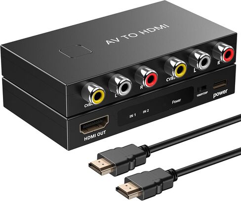 2 Port RCA to HDMI Converter, AV to HDMI Converter with HDMI Cable | Composite to HDMI Adapter Supports PAL/NTSC for PS2/VHS/VCR/Blue-Ray DVD ect in Saudi Arabia