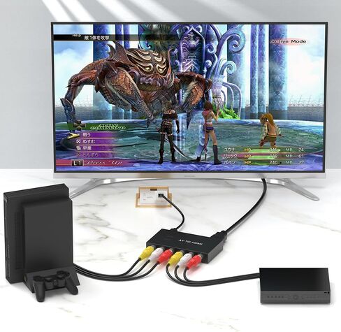 2 Port RCA to HDMI Converter, AV to HDMI Converter with HDMI Cable | Composite to HDMI Adapter Supports PAL/NTSC for PS2/VHS/VCR/Blue-Ray DVD ect in Saudi Arabia