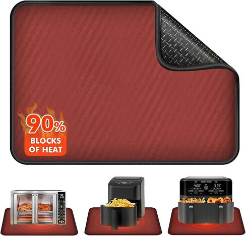 Non-slip Air Fryer Mats for Countertop, 2mm Thick, 14x12 in, Black | 1022°F Fireproof mat, heat resistant mats for countertop, non-slip silicone bottom, air fryer accessories for ninja, cosori in Saudi Arabia
